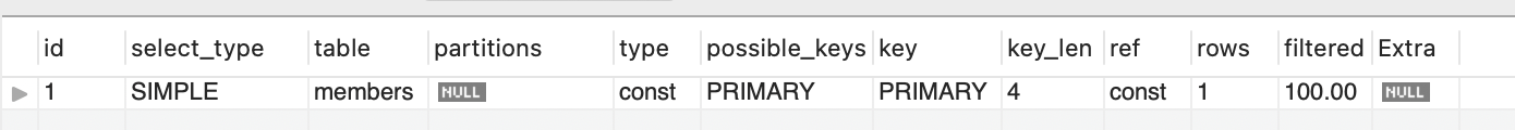 MySQL EXPLAIN 예시